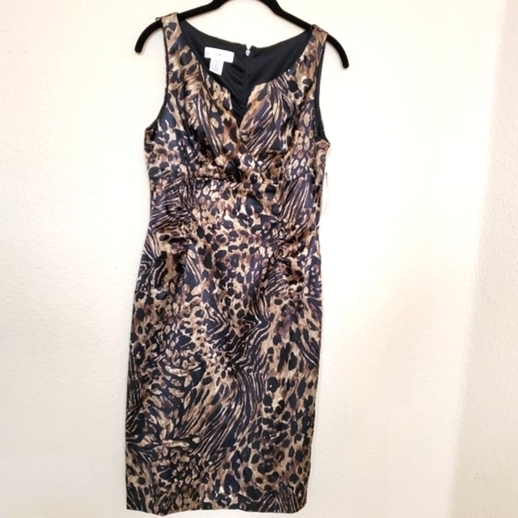London Style Sleeveless Bodycon Dress Size 8 Animal Print Jungle Glam NWT Y2K - Picture 1 of 8